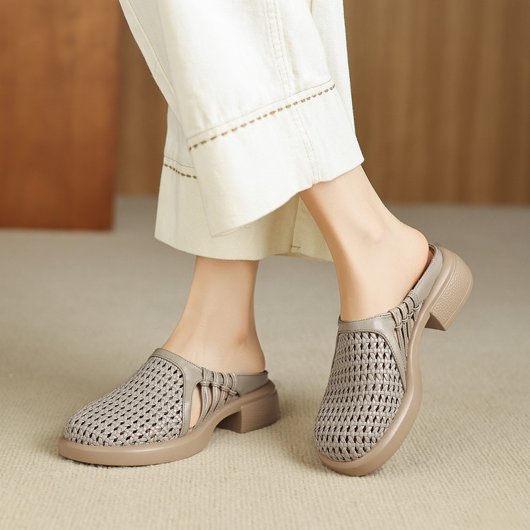 Women's Closed Toe Slippers Low Chunky Heel Summer 2026 - Image 3