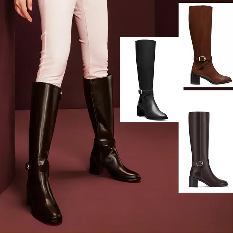 Women's Fashion High Heel High Shaft Boots with Cross Straps and Buckle