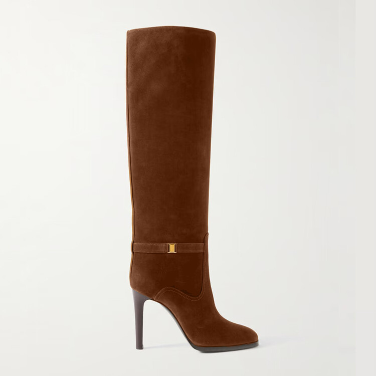 Women's High Shaft Stiletto Heel Fashion Boots with Buckle and Metal Decoration - Image 4