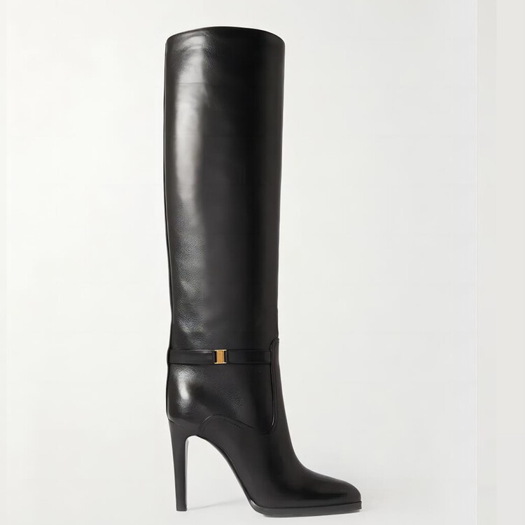 Women's High Shaft Stiletto Heel Fashion Boots with Buckle and Metal Decoration - Image 5
