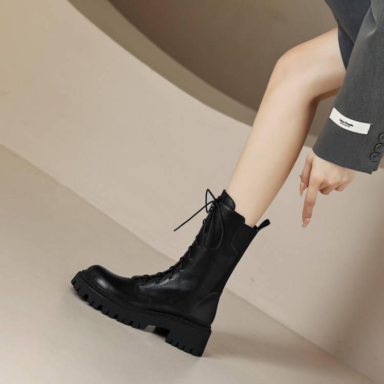 Women's Martin Boots with Cross Lace-Up and Side Zipper - Style a.html