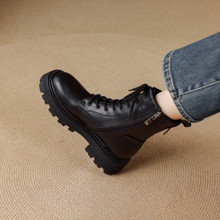 Women's Martin Boots with Cross Lace-Up and Side Zipper - Style e.html - Image 5
