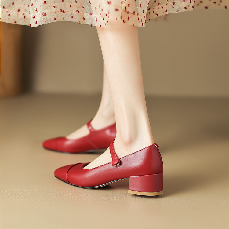 Women's Mary Jane Flat Shoes with Square Toe and Ankle Strap - Image 4