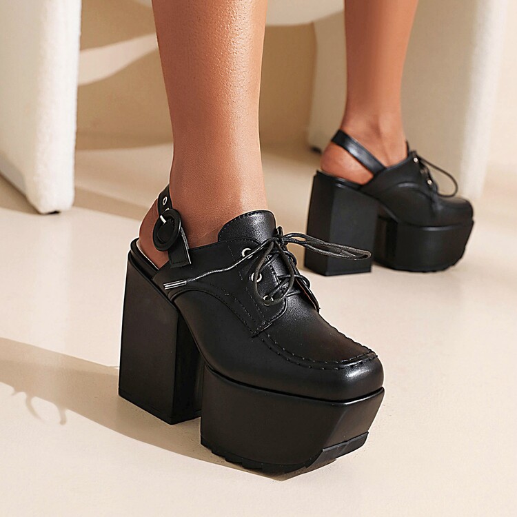 Women's Platform Stiletto Sandals Boots PU Patent Black